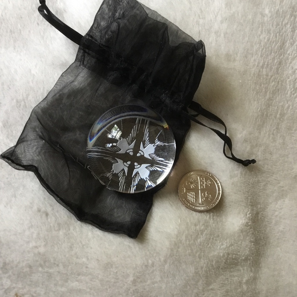 Lalique clear round etched swallow paperweight NIB